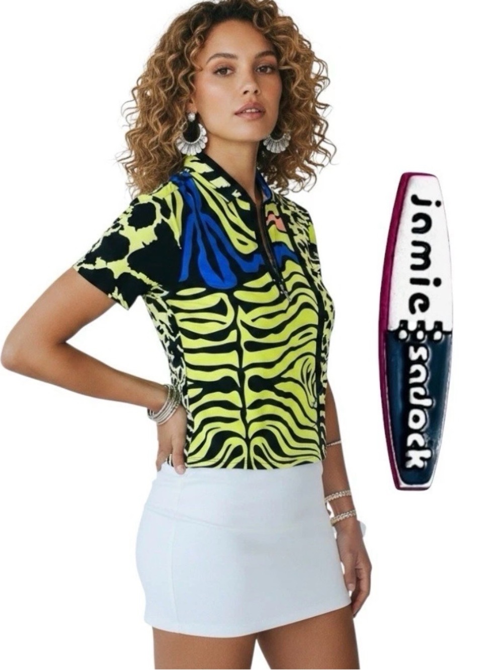 XXL Jamie Sadock TopGolf Black Abstract Print Short Sleeve Collared Shirt